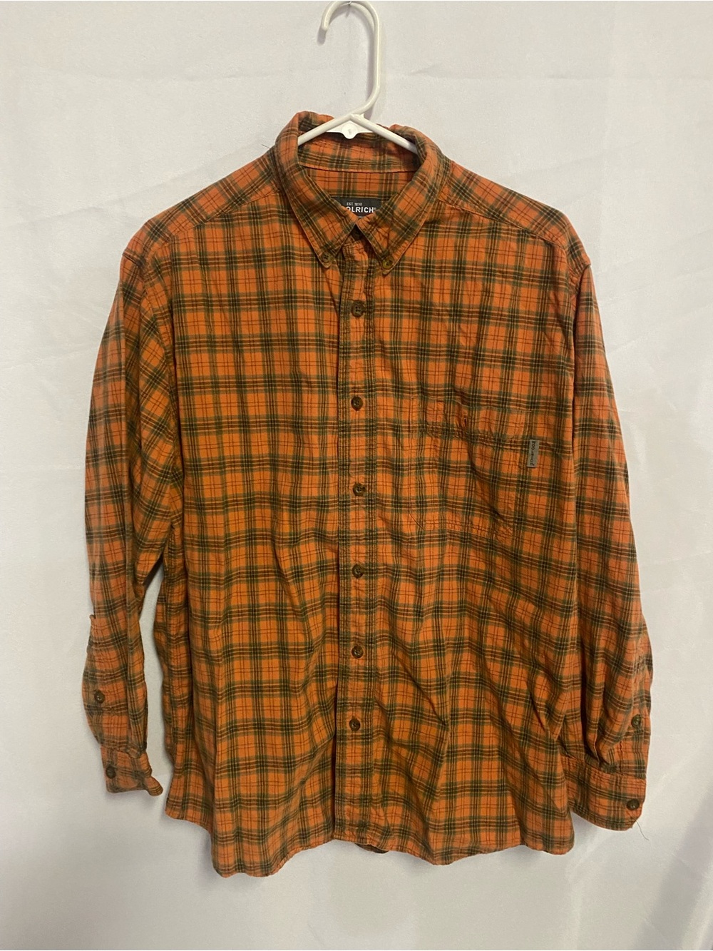 Woolrich Men's Orange Plaid Button-Down Shirt